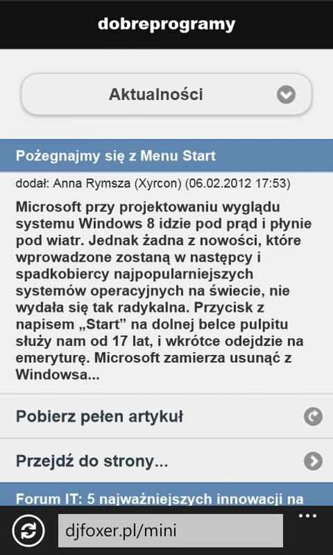 dobreprogramy mini w jQuery Mobile - wersja mobilna (update 7; 16.01.13)