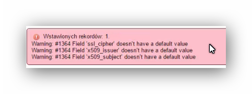 phpMyAdmin - błąd o braku deflautowych wartośći