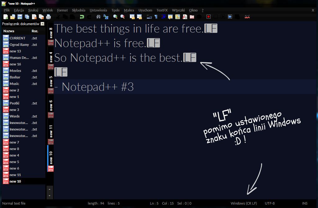 Notepad++ z najnowszą pisanką wielkanocną :)