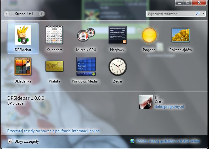Sidebar.exe z ustawieniami z Gadget.xml