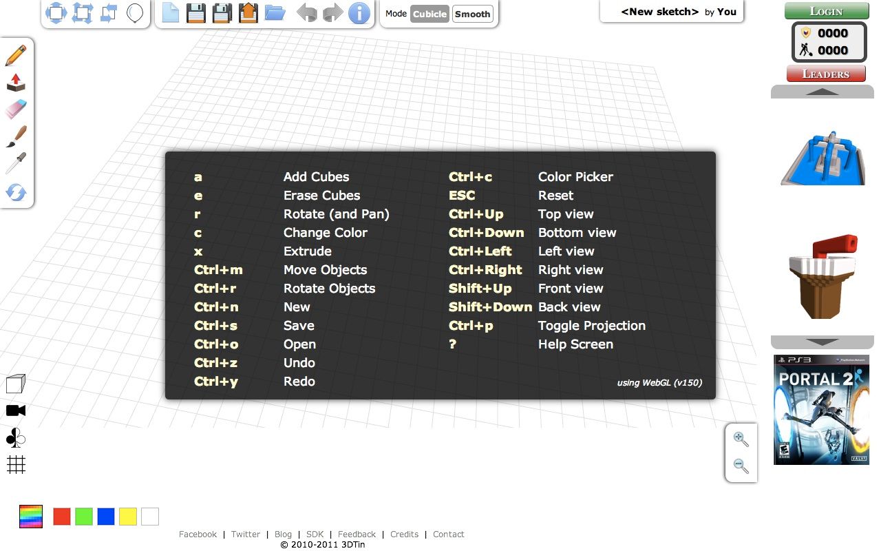 3DTin - skróty klawiszowe
