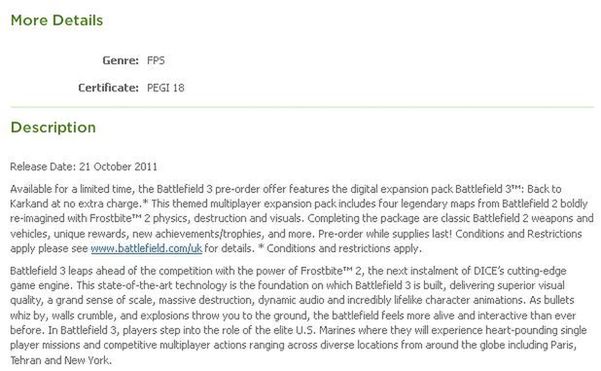 Plotka - data premiery Battlefield 3 2