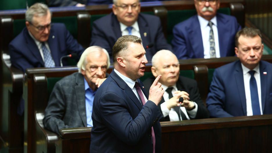 Liderzy PiS w Sejmie. Na pierwszym planie Przemysław Czarnek