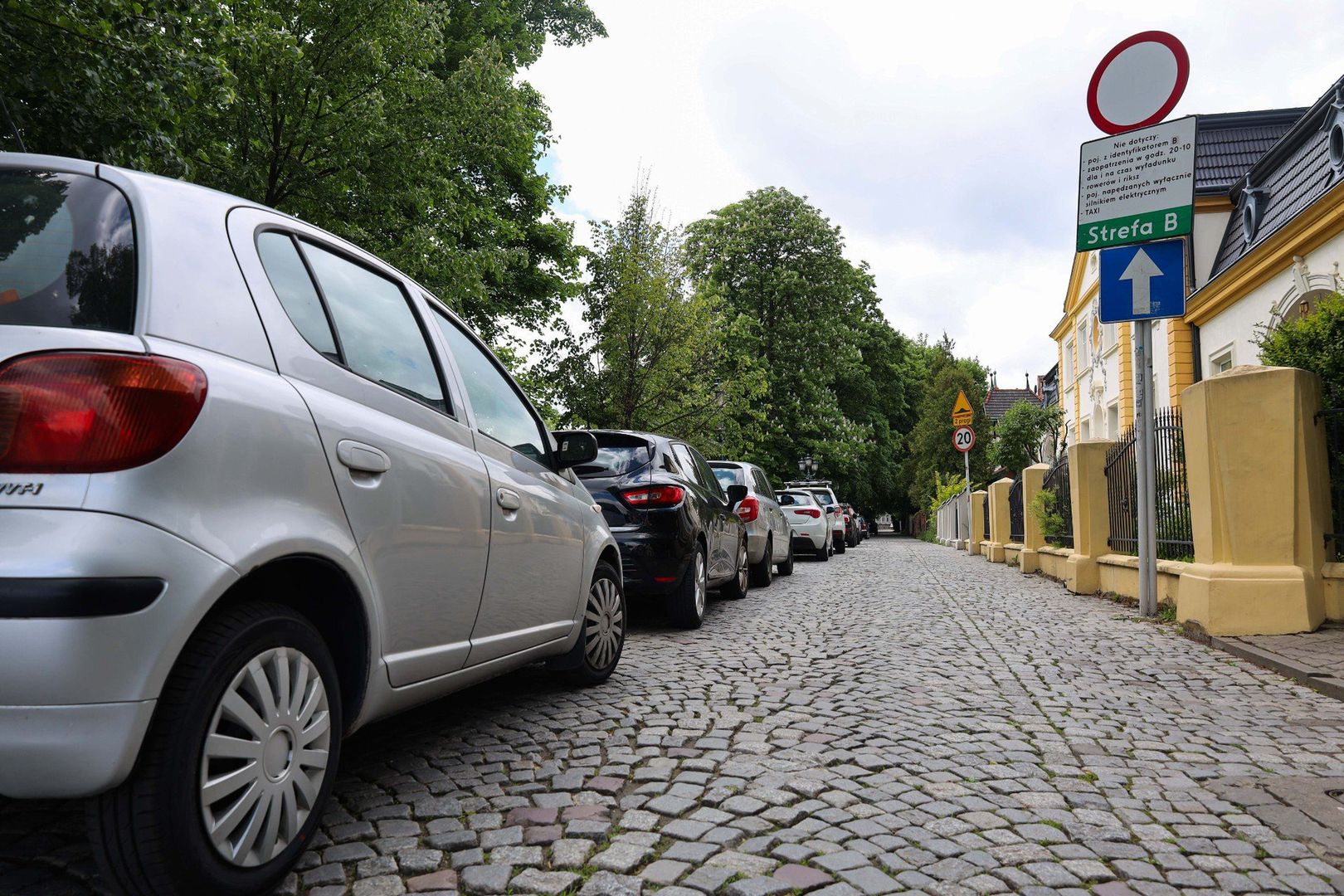 Auta, mimo usunięcia przez ratusz miejsc parkingowych na al. Pod Kasztanami, nadal tam parkują.