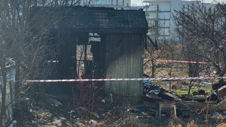 Pożar na terenie ogródków działkowych