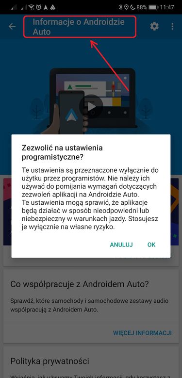 Krok 2: szybkie, wielokrotne dotknięcie nagłówka.
