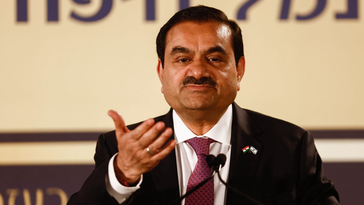 Gautam Adani, billionaire and chairman of Adani Group, speaks during an event at the Port of Haifa in Haifa, Israel, on Tuesday, Jan. 31, 2023. Adani, the Indian billionaire whose business empire was rocked by allegations of fraud by short seller Hindenburg Research, said his company will make more investments in Israel. Photographer: Kobi Wolf/Bloomberg via Getty Images