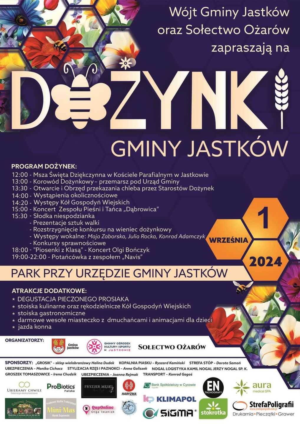 Dożynki w Jastkowie 2024 - plakat, program wydarzenia