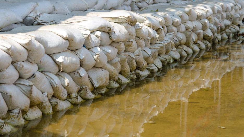 White sandbags for flood defense and it's reflection brown water
White sandbags for flood defense and it's reflection brown water.
Casanowe
Bag, Brown, Climate, Dam, Damaged, Despair, Dirty, Dyke, Environmental Damage, Flood, Full, Global Warming, Levee, Meteorology, Mud, Natural Disaster, Problems, Protection, Rain, Rapid, River, Sand, Sandbag, Slush, Tide, Water