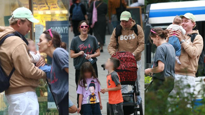 Olga Bołądź z rodziną w Sopocie