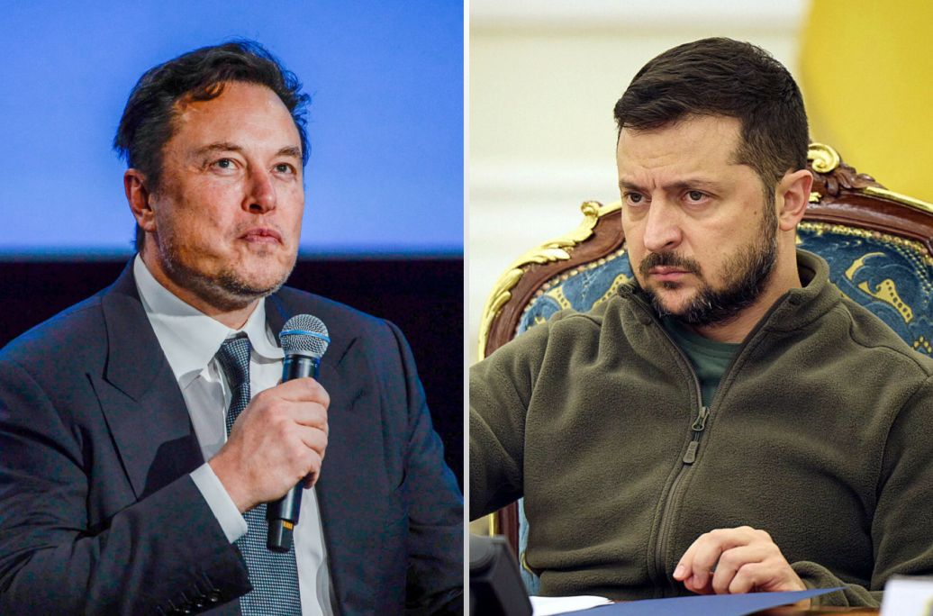 Na zdjęciu Elon Musk (po lewej) i Wołodymyr Zełenski (po prawej)