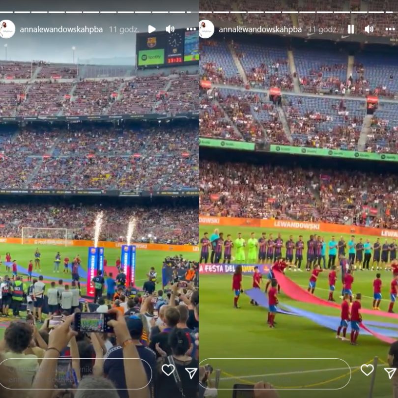 Anna Lewandowska wspiera Roberta Lewandowskiego podczas meczu FC Barcelona
