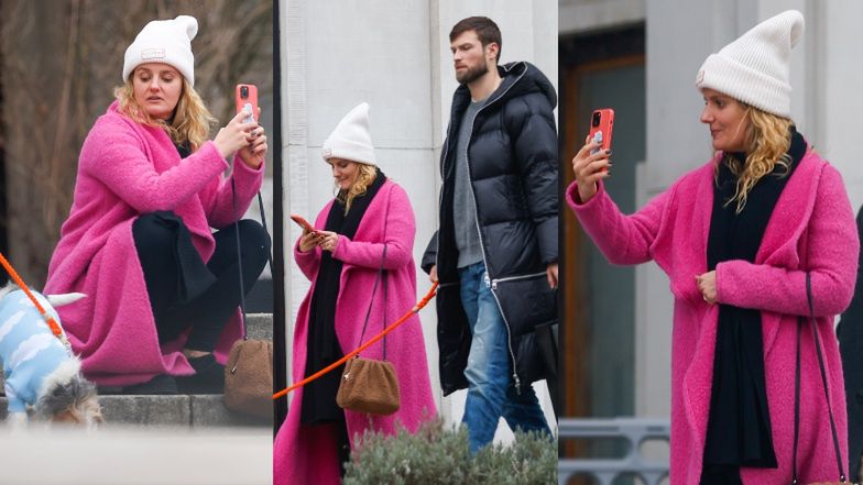 
Zapatrzona w telefon Zofia Zborowska w towarzystwie Andrzeja Wrony RELACJONJE... spacer po mieście (ZDJĘCIA)

