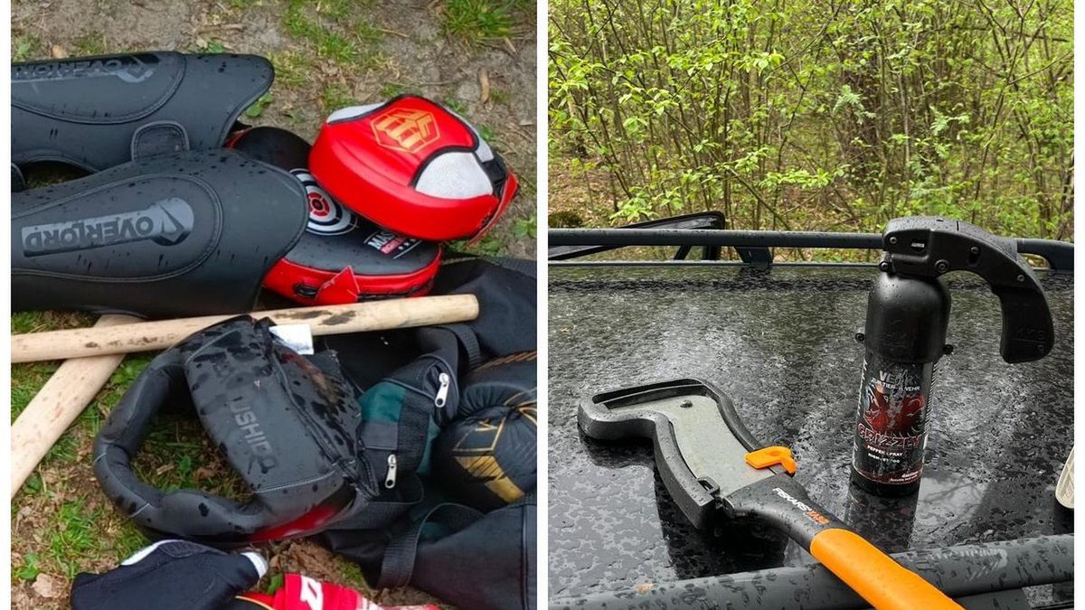 W samochodach mężczyzn, którzy zbierali się pod lasem w S