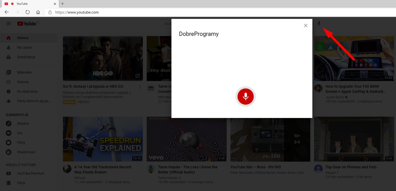 Wyszukiwanie głosowe trafiło do YouTube'a w przeglądarkach, fot. Oskar Ziomek.