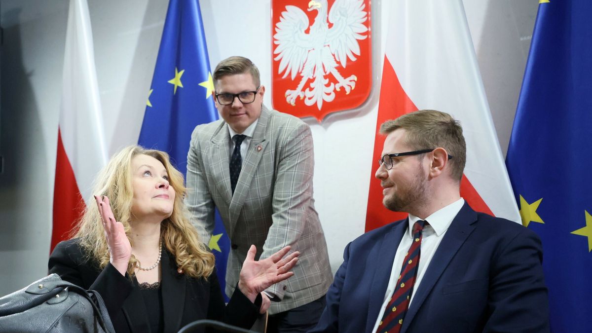 Dzie? w Sejmie
Fot. Adam Burakowski/East News, 16.01.2025. Warszawa. Sejm. Komisja Sprawiedliwosci i Praw Czlowieka. 
Rozpatrzenie poselskiego projektu ustawy o szczegolnych rozwiazaniach w zakresie rozpoznawania przez Sad Najwyzszy spraw zwiazanych z wyborami Prezydenta RP.
N/z: Katarzyna Piekarska, Patryk Jaskulski, Michal Wos
Adam Burakowski