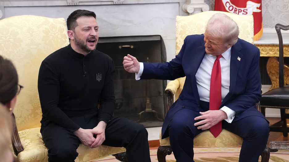 WASHINGTON, DC - FEBRUARY 28: U.S. President Donald Trump and Ukrainian President Volodymyr Zelensky meet in the Oval Office at the White House on February 28, 2025 in Washington, DC. Trump and Zelensky are meeting today to negotiate a preliminary agreement on sharing Ukraine’s mineral resources that Trump says will allow America to recoup aid provided to Kyiv while supporting Ukraine’s economy. (Photo by Andrew Harnik/Getty Images)