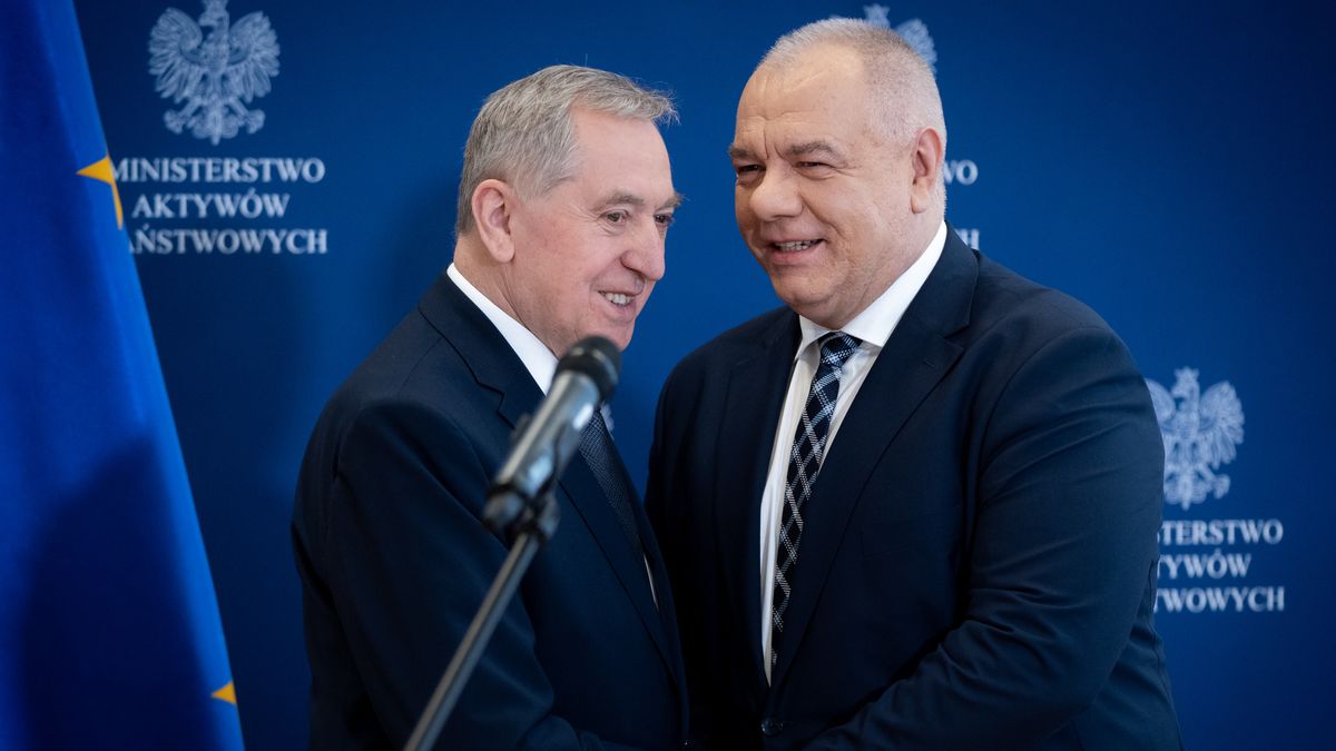 Polish Minister of Agriculture Henryk Kowalczyk and Minister for State Assets Jacek Sasin during a joint press conference on state-owned Food Holding Company in Warsaw, Poland on March 29, 2022 (Photo by Mateusz Wlodarczyk/NurPhoto via Getty Images)
