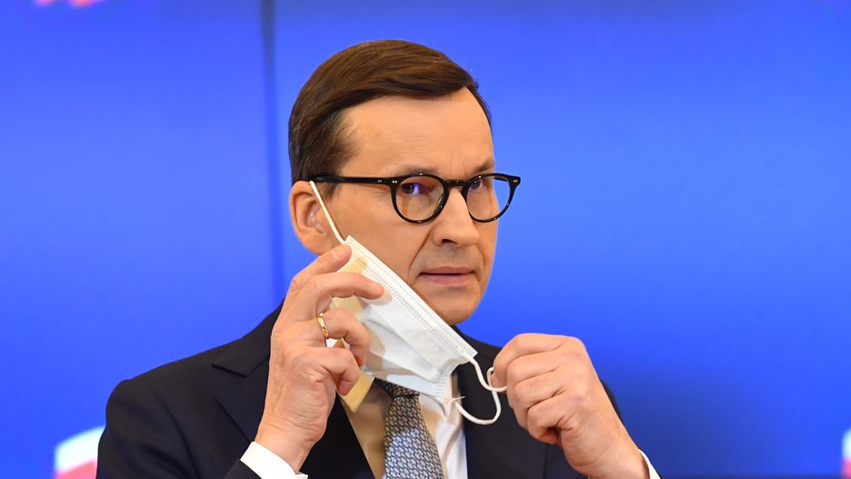 Warszawa, 30.11.2021. Premier Mateusz Morawiecki podczas konferencji prasowej w siedzibie Kancelarii Prezesa Rady Ministrów w Warszawie, 30 bm. Konferencja dotyczyła m.in. tarczy antyinflacyjnej. (sko) PAP/Radek Pietruszka
