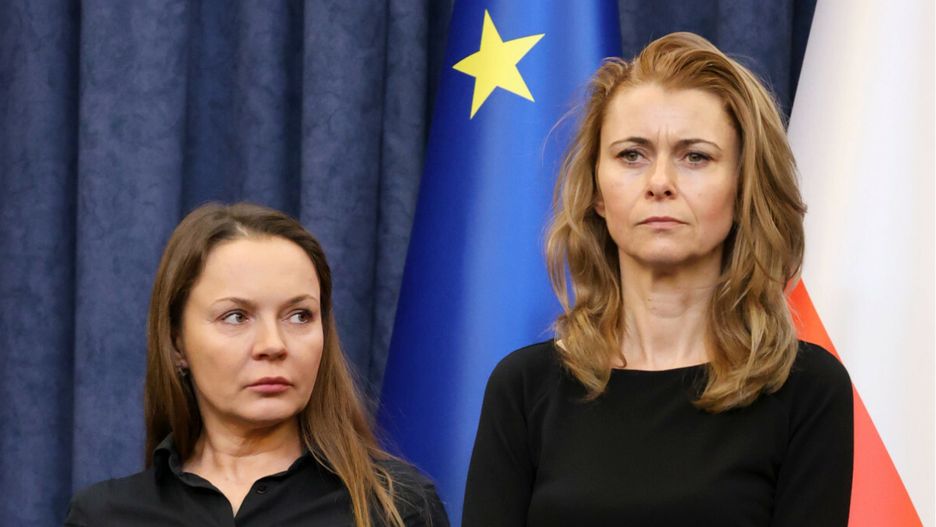 Barbara Kamińska i Roma Wąsik towarzyszyły prezydentowi podczas przemówienia