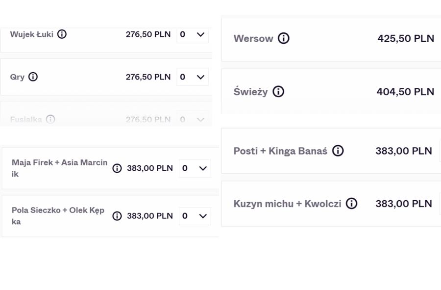Ceny na Festiwal Ekipy 2025