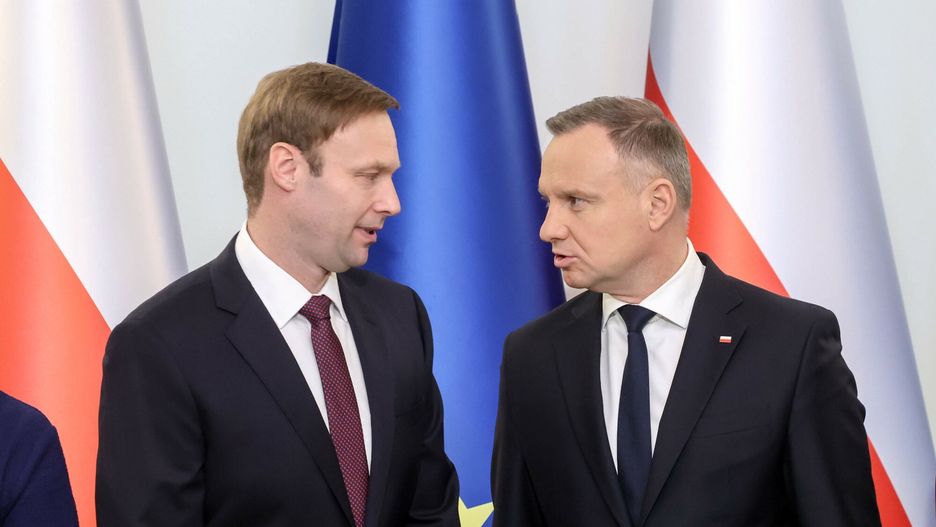 Marcin Mastalerek szefem gabinetu prezydenta
24.10.2023 Warszawa Palac prezydencki. Powolanie przez prezydenta Andrzeja Dude Marcina Mastalerka na nowego szefa  prezydenckiego gabinetu.
fot. Jacek Dominski/REPORTER
n/z: , Marcin Mastalerek, Andrzej Duda, ,
Jacek Dominski/REPORTER