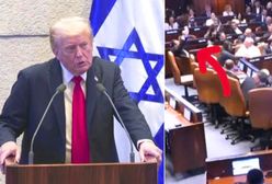 Sceny w Izraelu. Moment incydentu w trakcie przemowy Trumpa