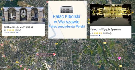 "Pałac Kibolski" w Warszawie. Skandaliczne nazwy na Mapach Google