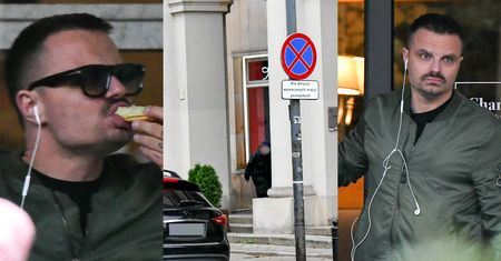 Wąsaty Marcin Hakiel zaparkował na ZAKAZIE i popędził do knajpy. Nowy image mu służy? (ZDJĘCIA)