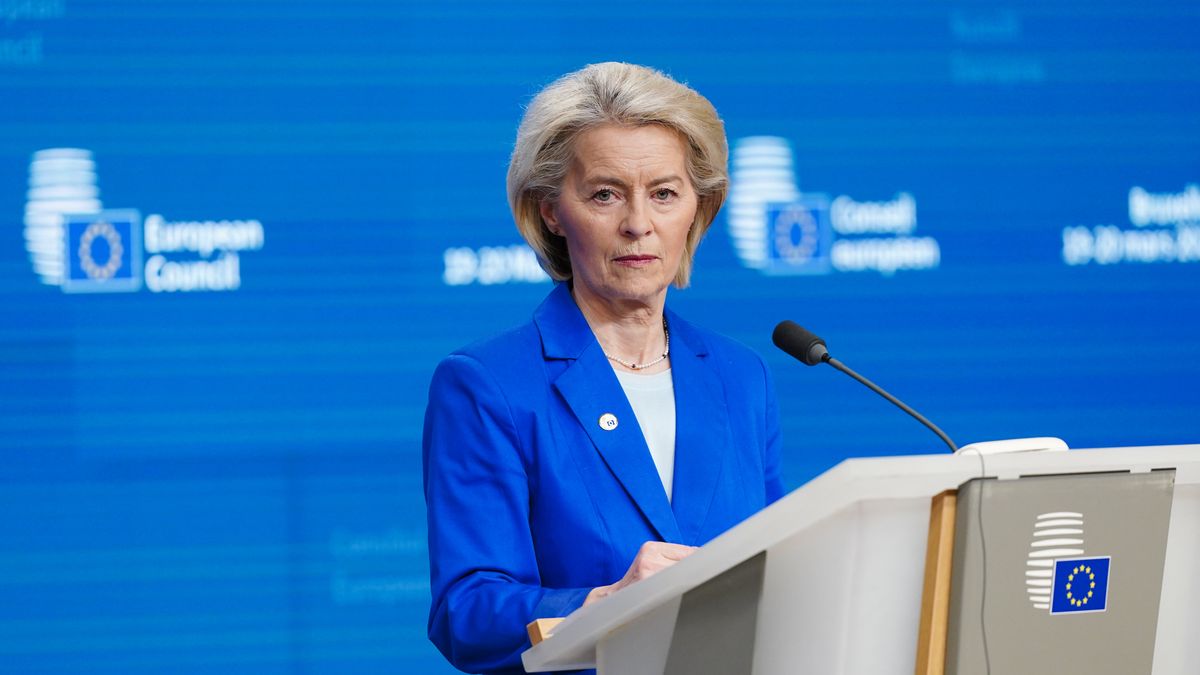 BRUSSELS, BELGIUM - MARCH 19:  Ursula von der Leyen President of European Commission attends a press conference at the end of the European Council summit on March 19, 2026 in Brussels, Belgium. European Union leaders were meeting to discuss the military escalation in the Middle East and its consequences for EU energy prices and energy security, among other topics. (Photo by Pier Marco Tacca/Getty Images)