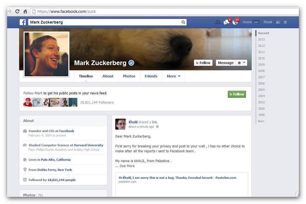 Informacja o znalezisku znalazła się na profilu Marka Zuckerberga
