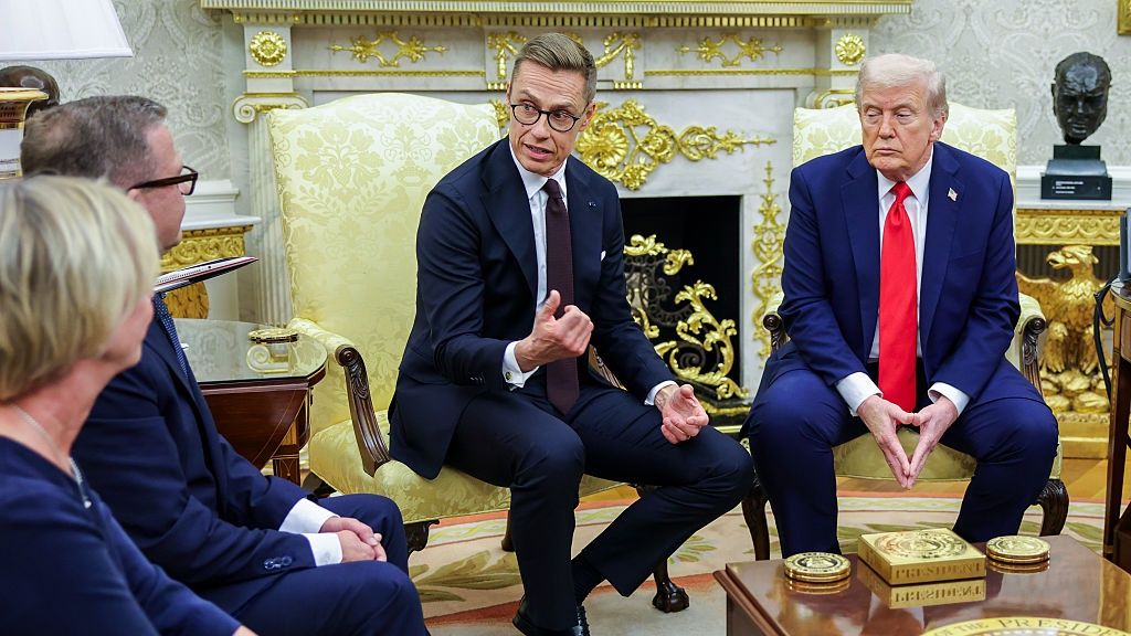 President Trump Hosts Finnish President Stubb At White House
US President Donald Trump, right, and Alexander Stubb, Finland's president, center, during a meeting in the Oval Office of the White House in Washington, DC, US, on Thursday, Oct. 9, 2025. The meeting is expected to focus on bilateral relations between Finland and the United States, commercial and economic cooperation, and the war in Ukraine. Photographer: Samuel Corum/Sipa/Bloomberg via Getty Images
Bloomberg
Diplomacy, Government News, EMEA, US, United States of America, North American, Government, Politics, American, 2025USPOLITICS, E.U., EU, Diplomacy, Foreign Relations, European, Washington, The White House, U.S. Government, Americas, Business Finance and Industry, Europe, Business Finance and Industry, Government, Finnish, Nordic, USA, International Relations, U.S.A., Finland, Euro Members, Politics