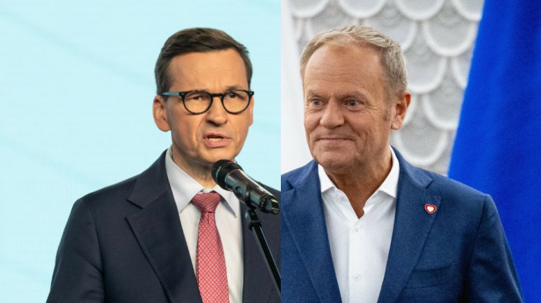 Na zdjęciu były premier Mateusz Morawiecki i obecny szef rządu Donald Tusk
