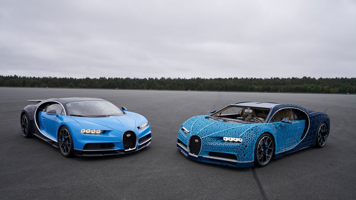 Bugatti Chiron z Lego i Bugatti Chiron nie z Lego.