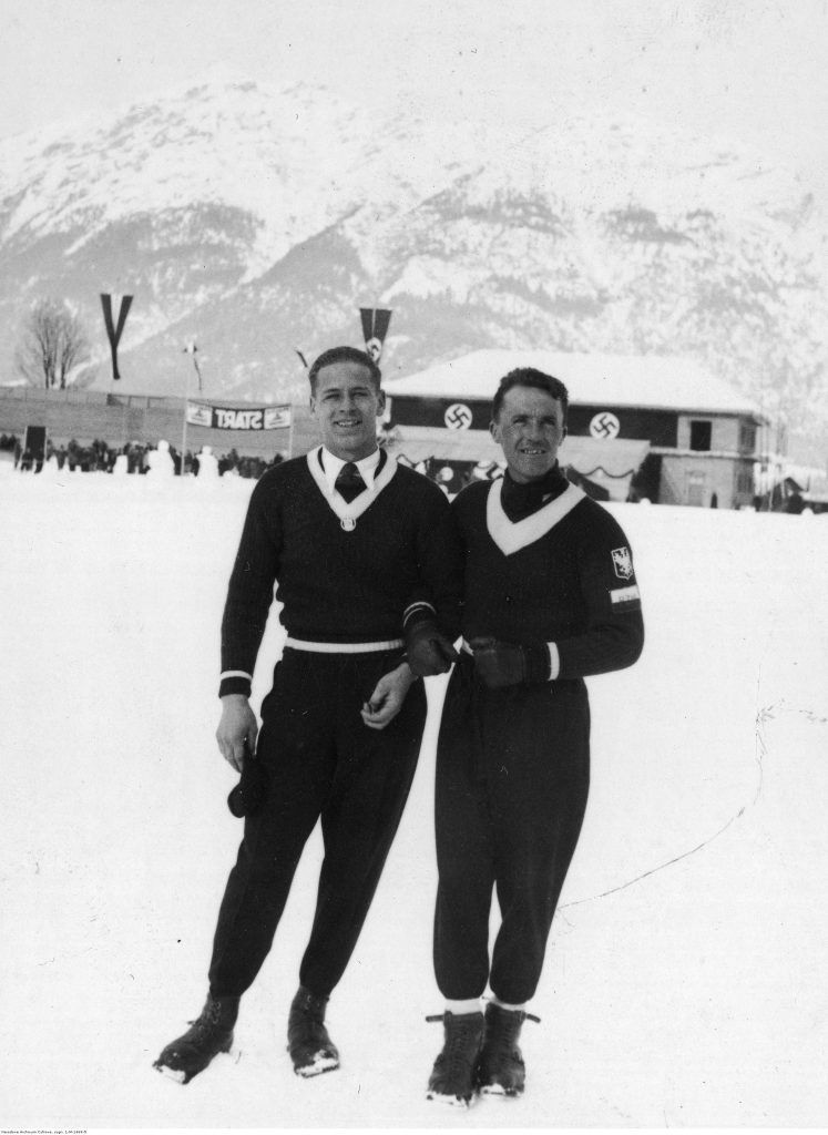 Igrzyska Olimpijskie 1936 roku w Garmisch-Partenkirchen: Bronisław Czech i Stanisław Marusarz fot. domena publiczna