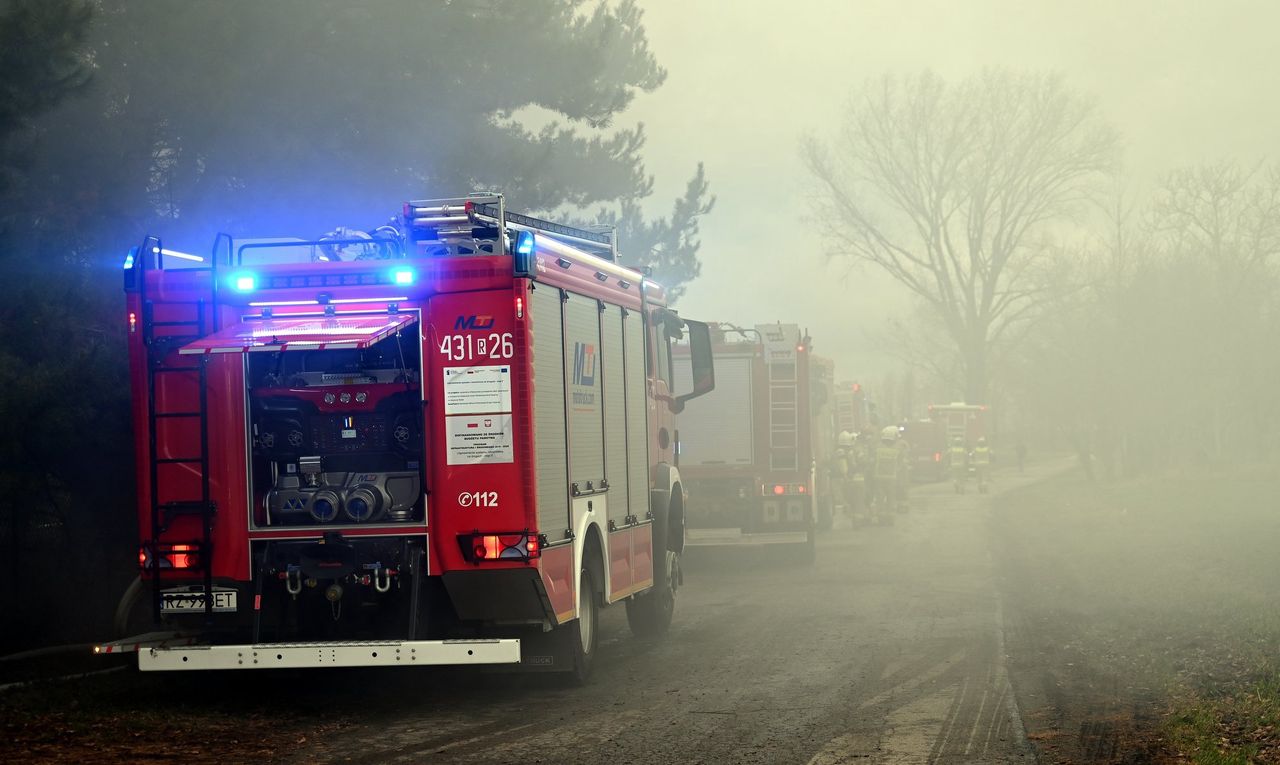 Pożar hali poprodukcyjnej w Pełkiniach. Strażacy walczą z żywiołem