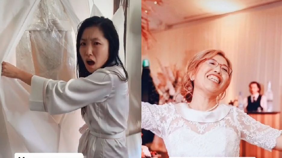 Matka założyła białą suknię na ślub córki