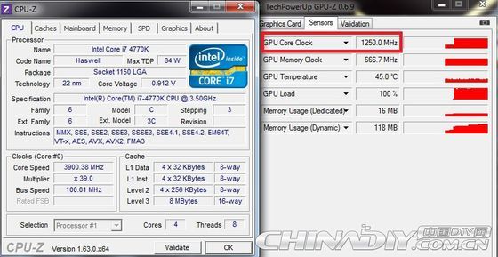 Intel Core i7 4770K Haswell procesor HD 4600 grafika 1250 MHz CPU-Z