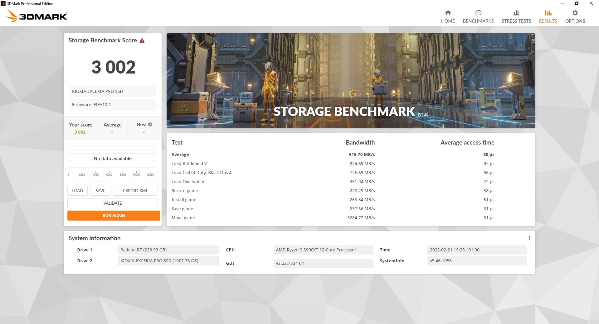 Kioxia Exceria Pro 2 TB - 3DMark Storage