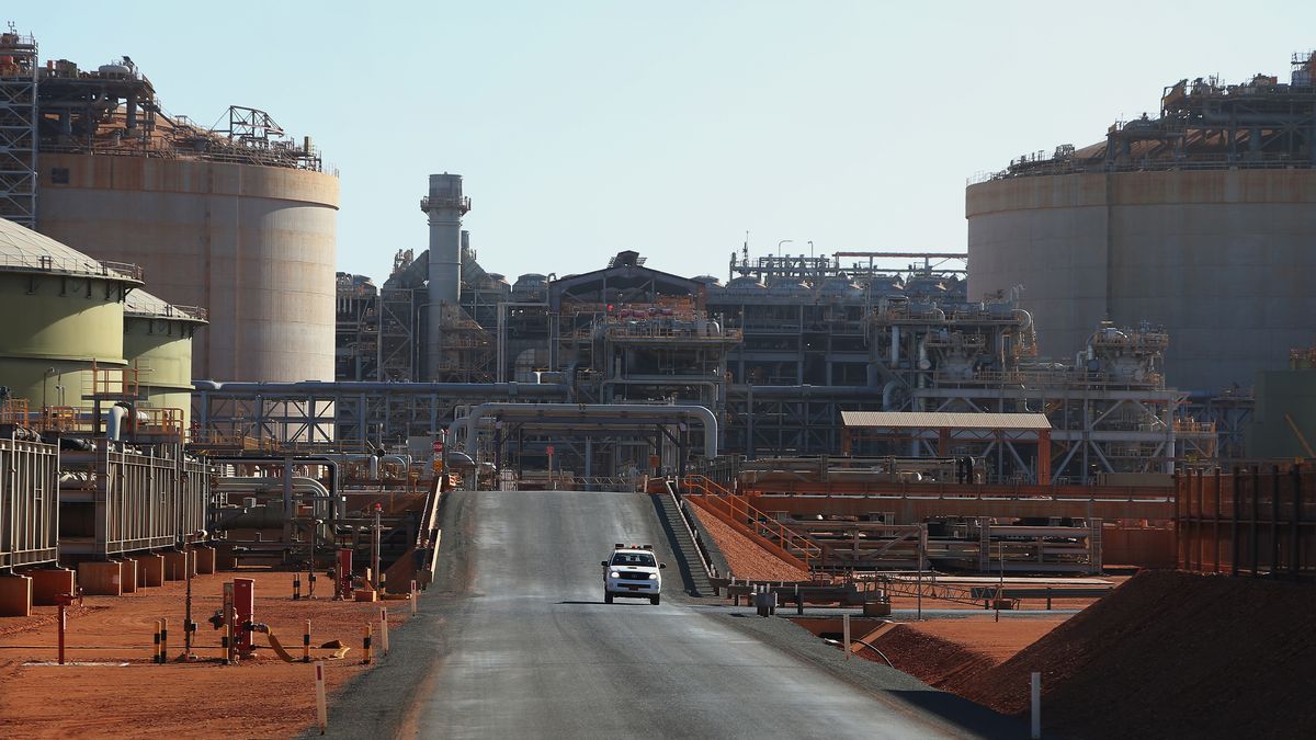 A car travels through the Gorgon Project, operated by Chevron Corp., on Barrow Island, Australia, on Monday, July 24, 2023. Chevron received approval to develop the site into a major liquefied natural gas export facility on the basis they could capture and store 80% of the CO2 mixed in with the fuel, instead of releasing it. Photographer: Lisa Maree Williams/Bloomberg via Getty Images
