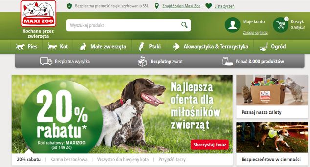 Maxi Zoo promuje swój sklep internetowy
