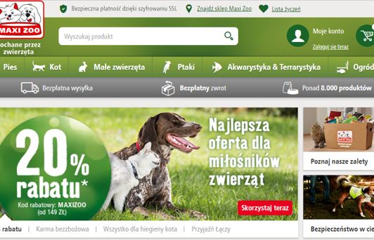 Maxi Zoo promuje swój sklep internetowy