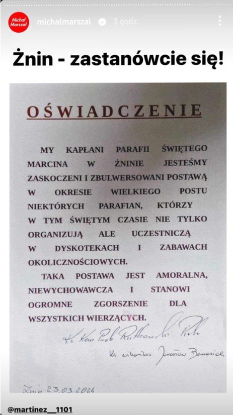 Oświadczenie księży