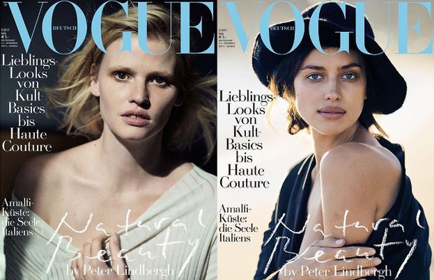 Kate Moss, Lara Stone i Irina Shayk na okładkach "Vogue'a"