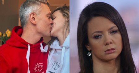 Michał Żebrowski całuje żonę i śmieje się z Kingi Rusin: "Koniecznie w kapciach"