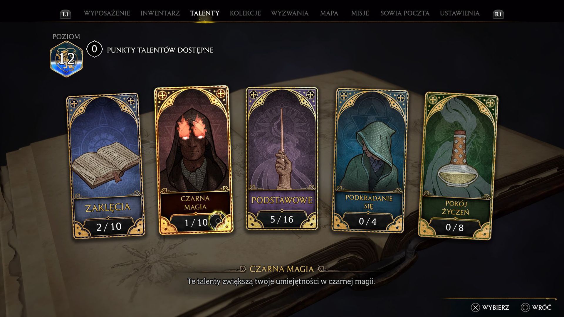 Menu talentów - Hogwarts Legacy