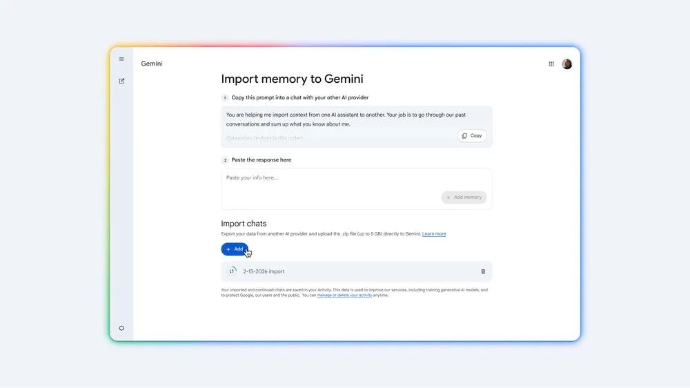 Gemini pozwoli przenosić dane z innych asystentów