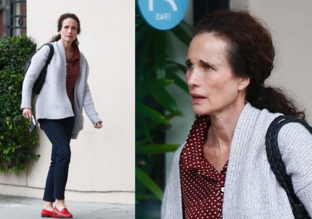 Andie MacDowell bez makijażu i botoksu biega po Hollywood (FOTO)