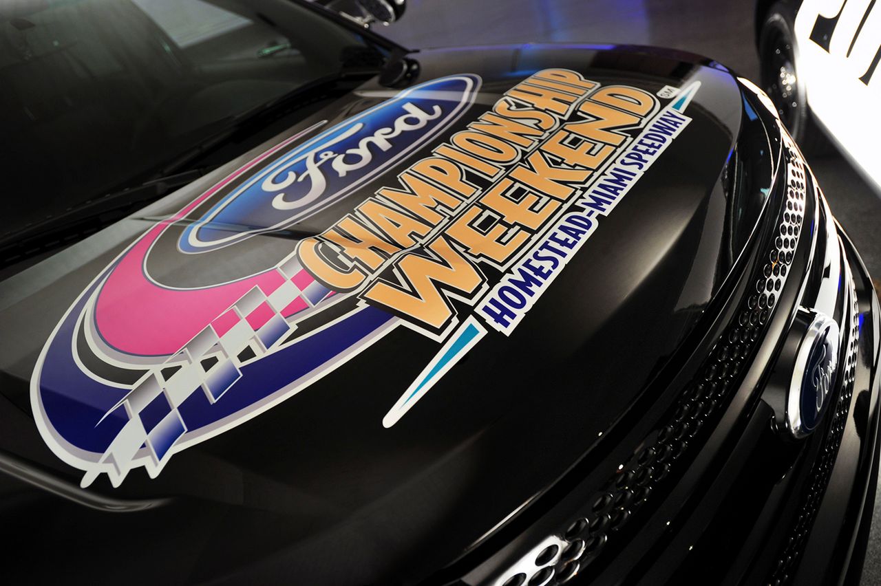 The 2013 Ford Police Interceptor Utility and Sedan will serve as the pace cars for this yearâs Ford Championship Weekend NASCAR races at Homestead Miami Speedway Nov. 18-20. (11/08/2011)