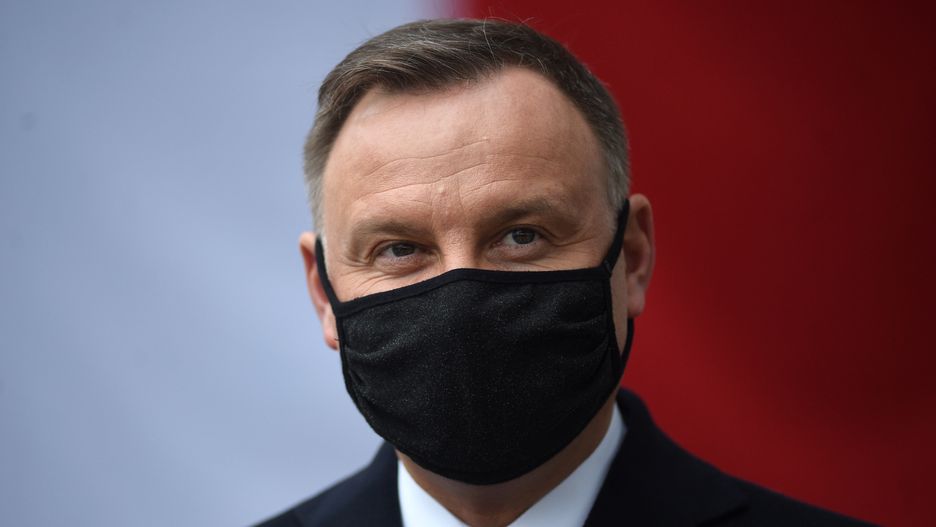 Warszawa 01.03.2021. Dzien Zolnierzy Wykletych, Willa Jasny Dom. Miejsce represji stalinowskich. ZLozenie wienca przez prezydenta Andrzeja Dude. N/Z prezydent Andrzej Duda.